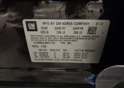 2021 Buick Encore Gx Fwd Select z USA, uszkodzony, nr VIN KL4MMDSL3MB141752